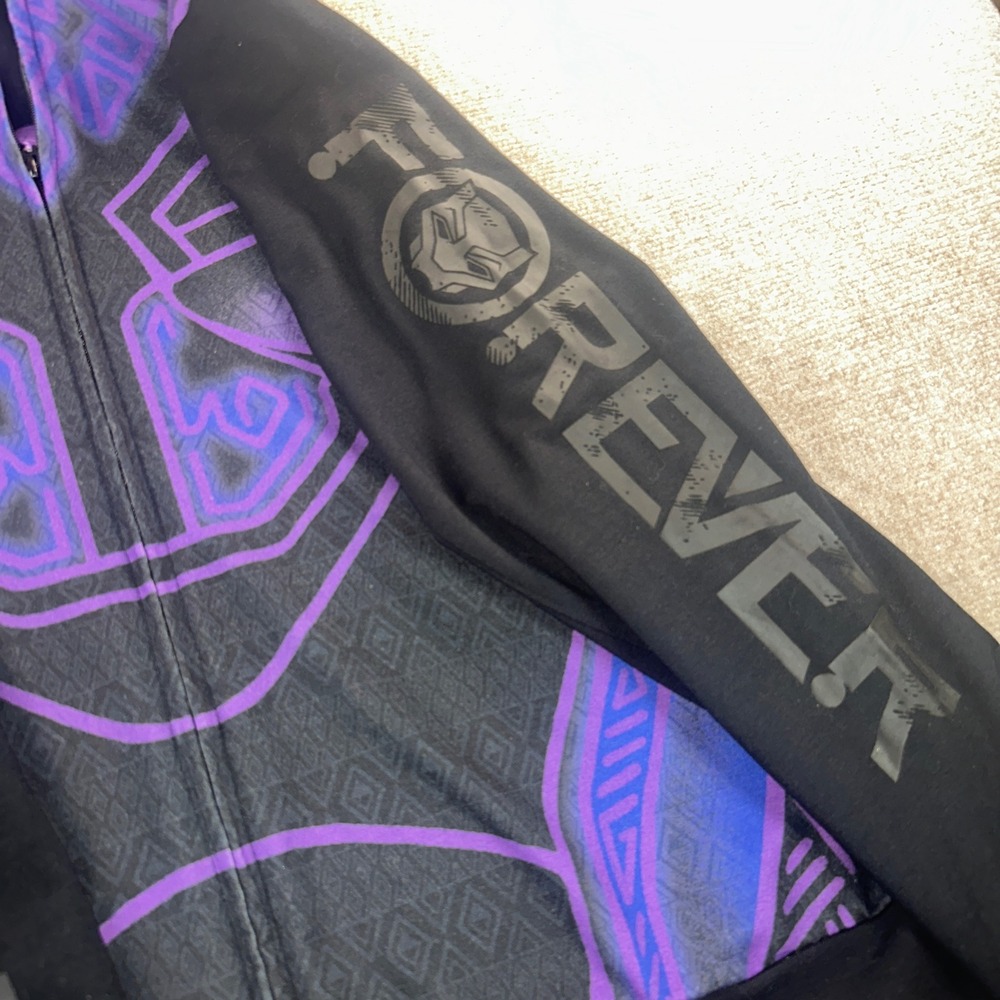 Marvel Black Panther Wakanda Forever Track Jacket Mens XL Purple Black Full Zip - Picture 3 of 8